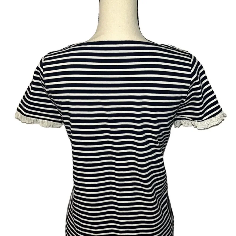 J. Crew Striped Poplin-Trimmed Dress